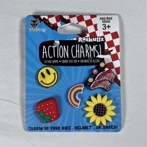 Raskullz Action Charms Shoe Set Sunflower Rainbow Strawberry Smiley Roller Skate